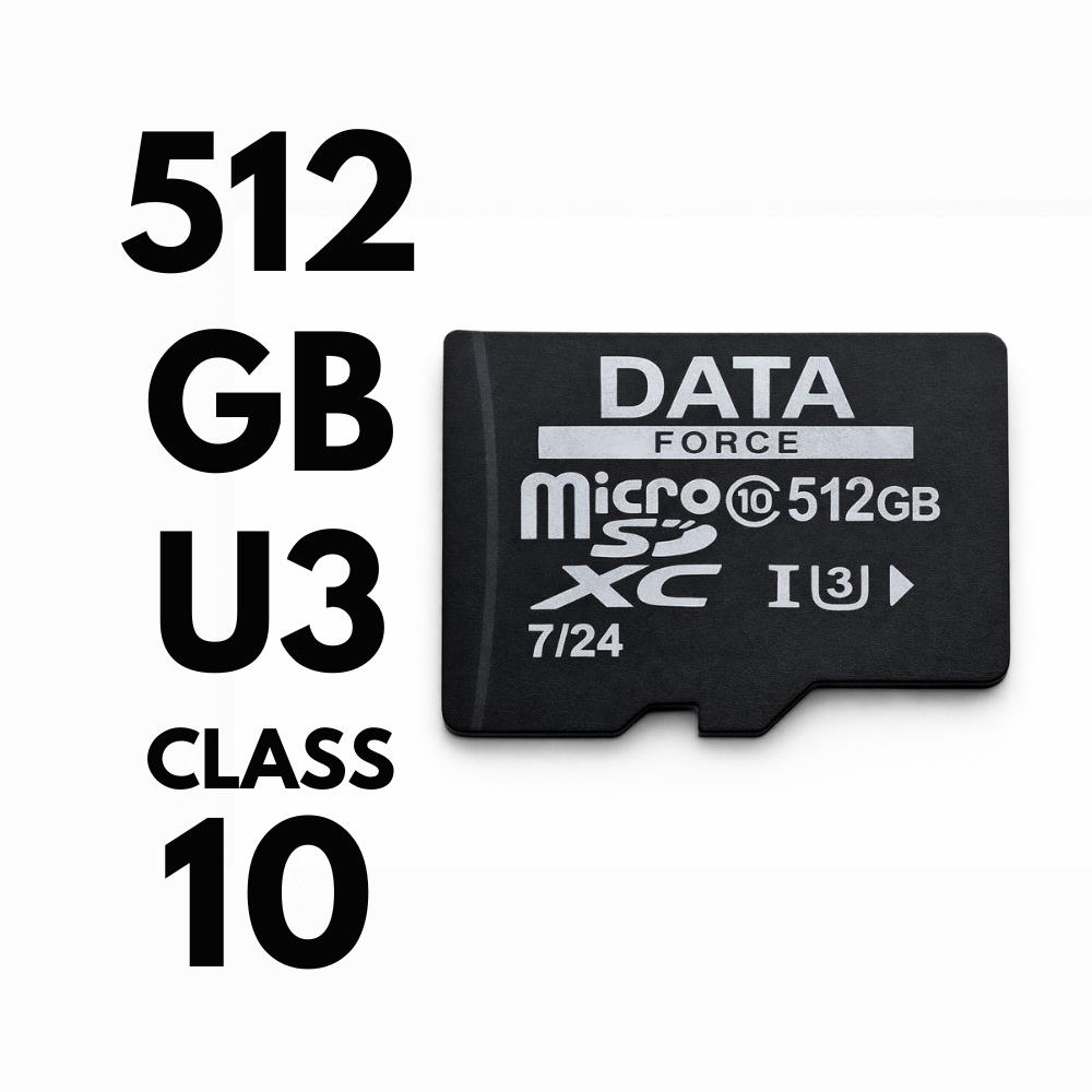 DATAFORCE 512GB U3/CL10 7/24 SURVEILLANCE 100/50MBS HAFIZA KARTI - Görsel 2