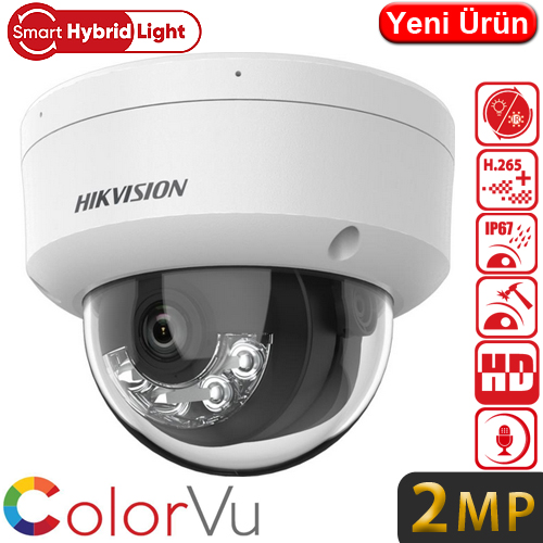 HIKVISION (DS-2CD1121G2-LIUF) 2MP 2.8MM SMART HYBRIT LIGTH SESLİ POE IR DOME IP KAMERA 30MT