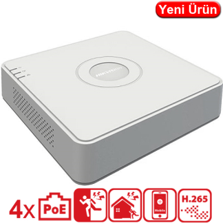 HIKVISION (DS-7104NI-Q1/4P) 4 KANAL 6MP DESTEĞİ 1xHDMI,1xVGA,1 SATA POE NVR KAYIT CİHAZI