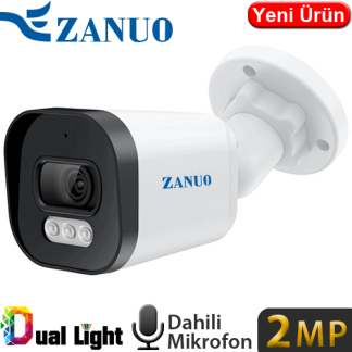 ZANUO (ZN-IPC-B1210C-S2-AS-2.8MM) 2MP 2.8MM DUAL LIGHT IP67 DAHİL.MİK.128GB SD BULLET IP KAMERA 20MT