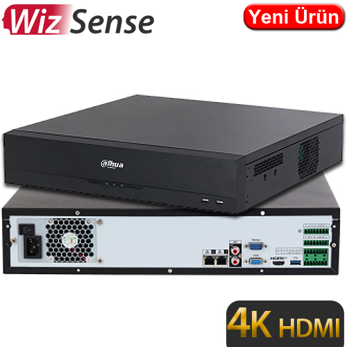 DAHUA (NVR4832-EI) 32 KANAL 4K 8x16TB WIZ SENSE 1xHDMI 1xVGA 3xUSB 2xRJ45 NVR KAYIT