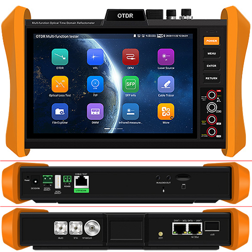 Wanglu MOT-85 8" Dokunmatik Android OTDR — Fiber Hata Tespit, Optik Güç Ölçer, Lazer, SFP, Kablo Test