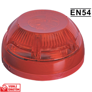 Teknim TFS-3192R Konvansiyonel Yangın Alarm Sireni (Flaşörlü ve Sirenli, EN54 Sertifikalı) Kırmızı