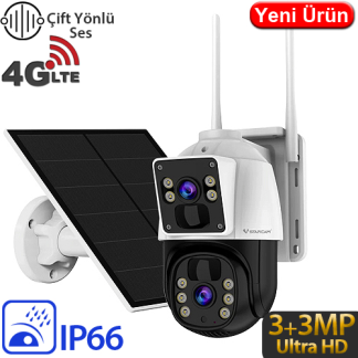 Vstarcam BG66DR-4G 2x3MP 4G Dış Mekan Güneş Enerjili PT Güvenlik Kamerası - 2 Lensli, Renkli Gece Görüş, İnsan Takibi, Çift Yönlü Konuşma