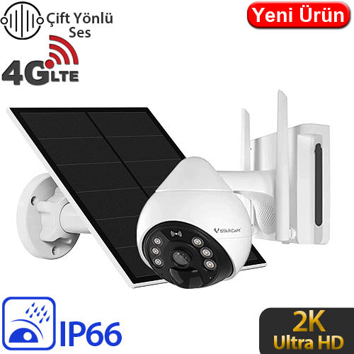 Vstarcam BG69-TZ 3MP 4G Dış Mekan Güneş Enerjili PT Güvenlik Kamerası - Renkli Gece Görüş, İnsan Takibi, Çift Yönlü Konuşma, 8.000 mAh Batarya