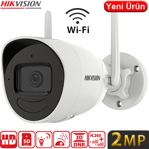 Hikvision DS-2CV2021G2-IDW 2MP Wi-Fi Dış Mekan Bullet Güvenlik Kamerası - Çift Yönlü Konuşma, IP66