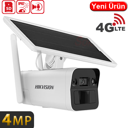 Hikvision DS-2XS2T41G1-ID/4G 4MP 4G Dış Mekan Güneş Enerjili Bullet Güvenlik Kamerası - Çift Yönlü Konuşma, IP67