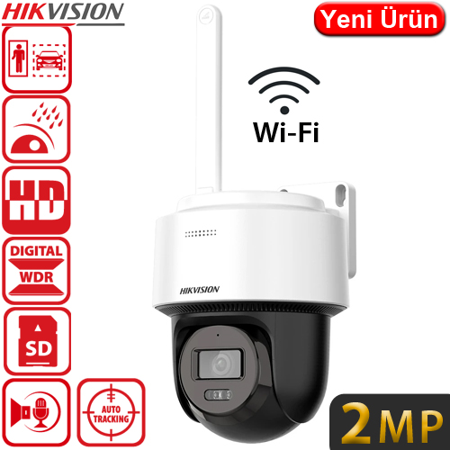 Hikvision DS-2DE2C200IWG/W 2MP Wi-Fi Dış Mekan PT (Hareketli) Güvenlik Kamerası - İnsan Takibi, Çift Yönlü Konuşma, IP66