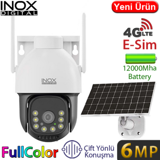 Inox X12 6MP 4G Dış Mekan Güneş Enerjili PT Güvenlik Kamerası - Renkli Gece Görüş, İnsan Takibi, Çift Yönlü Konuşma, 12.000 mAh Batarya