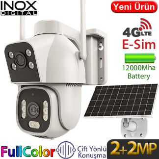 Inox X15 2x2MP 4G Dış Mekan Güneş Enerjili PT Güvenlik Kamerası - 2 Lensli, Renkli Gece Görüş, İnsan Takibi, Çift Yönlü Konuşma