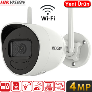 Hikvision DS-2CV2041G2-IDW 4MP Wi-Fi Dış Mekan Bullet Güvenlik Kamerası - Çift Yönlü Konuşma, IP66