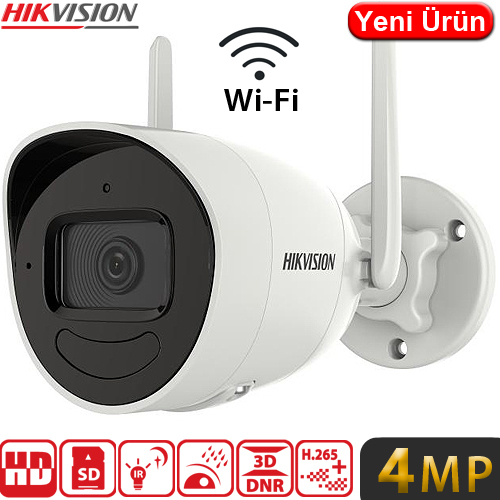 Hikvision DS-2CV2041G2-IDW 4MP Wi-Fi Dış Mekan Bullet Güvenlik Kamerası - Çift Yönlü Konuşma, IP66