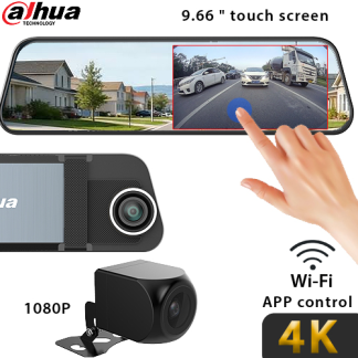 Dahua T5 4K Dikiz Aynalı Ön + Arka Araç Kamerası (9,66" Dokunmatik Ekran, GPS, Park Kamerası)