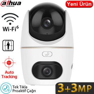 Dahua HPT1339DD-STW-3E2-0360B 2x3MP Wi-Fi İç Mekan PT (Hareketli) Güvenlik Kamerası - 2 Lensli, Renkli Gece Görüş, İnsan Algılama, Çift Yönlü Konuşma
