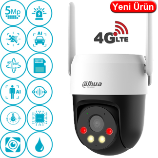 Dahua P5AE-PV-4G 5MP 4G Dış Mekan PT (Hareketli) Güvenlik Kamerası - Renkli Gece Görüş, İnsan Takibi, Çift Yönlü Konuşma