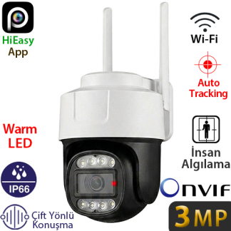 TRK-LINK RS-5011 3MP Akıllı Wi-Fi 6 Dış Mekan PT Güvenlik Kamerası - İnsan Takibi, Çift Yönlü Konuşma, IP66 (Adaptör Dahil)