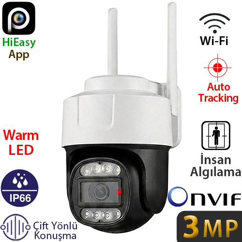TRK-LINK RS-5011 3MP Akıllı Wi-Fi 6 Dış Mekan PT Güvenlik Kamerası - İnsan Takibi, Çift Yönlü Konuşma, IP66 (Adaptör Dahil)