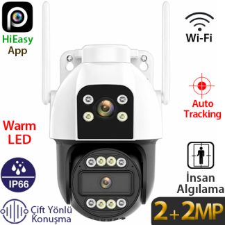 TRK-LINK RS-5112 2x2MP Wi-Fi 6 Dış Mekan PT (Hareketli) Güvenlik Kamerası - 2 Lensli, Renkli Gece Görüş, İnsan Takibi, Çift Yönlü Konuşma