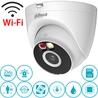 Dahua T2A-PV 2MP Wi-Fi Dış Mekan Dome Güvenlik Kamerası - Renkli Gece Görüş, İnsan Algılama, Çift Yönlü Konuşma, IP67