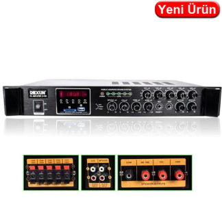 Dexun D-100 100W 100V USB/SD/RCA/BT 2 Kanal 5 Bölgeli Trafolu Stereo Anfi