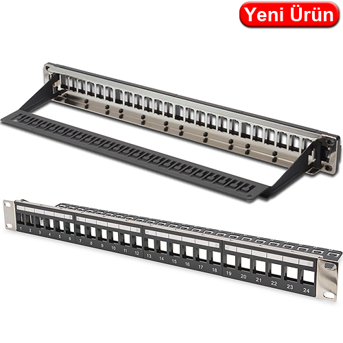 Digitus DN-91411-LF CAT6 24 Port Boş Patch Panel 19" 1U Etiket Alanlı