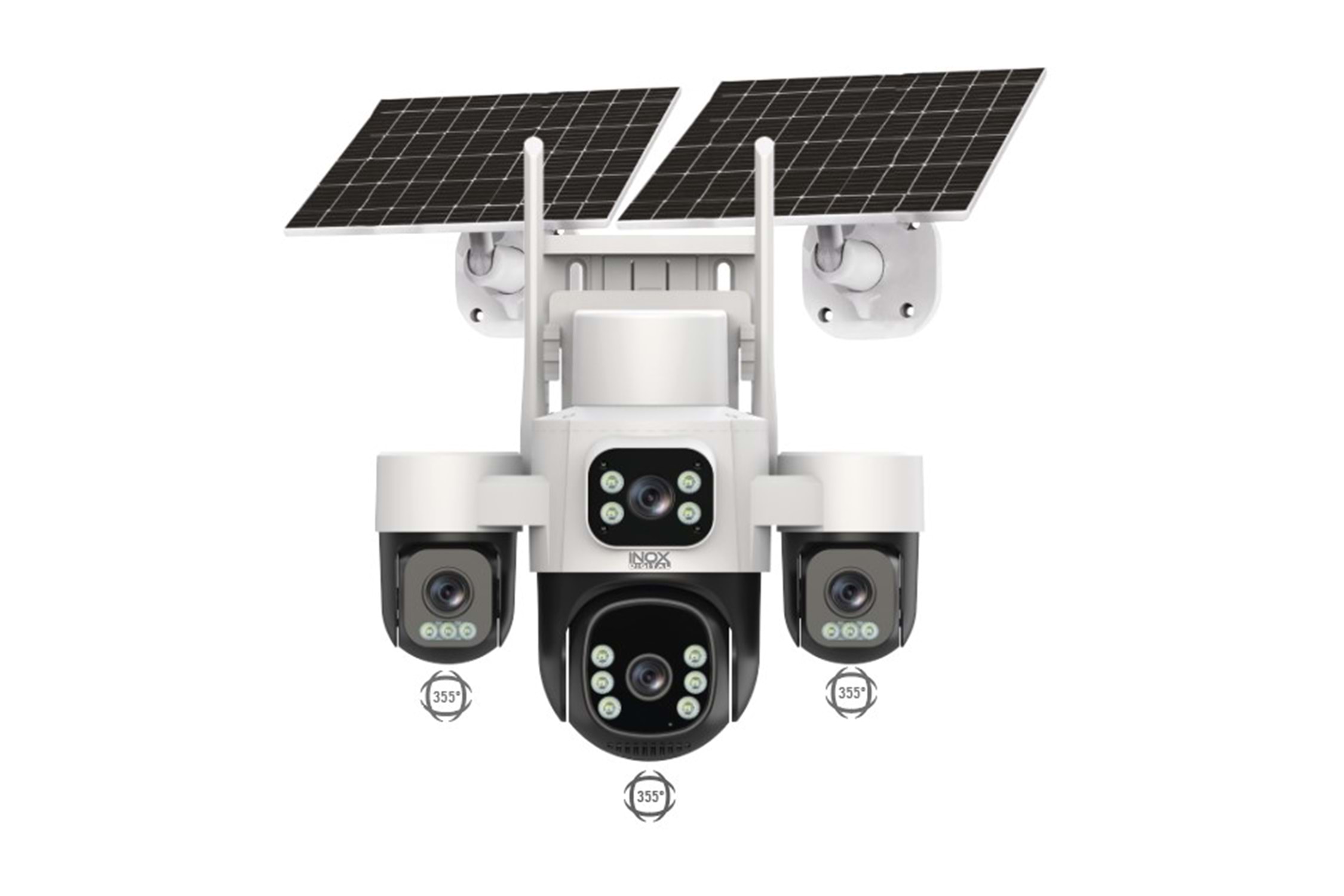 Inox X24 4x2MP 4G Dış Mekan Güneş Enerjili PT Güvenlik Kamerası - 4 Lensli (3 Hareketli), Renkli Gece Görüş