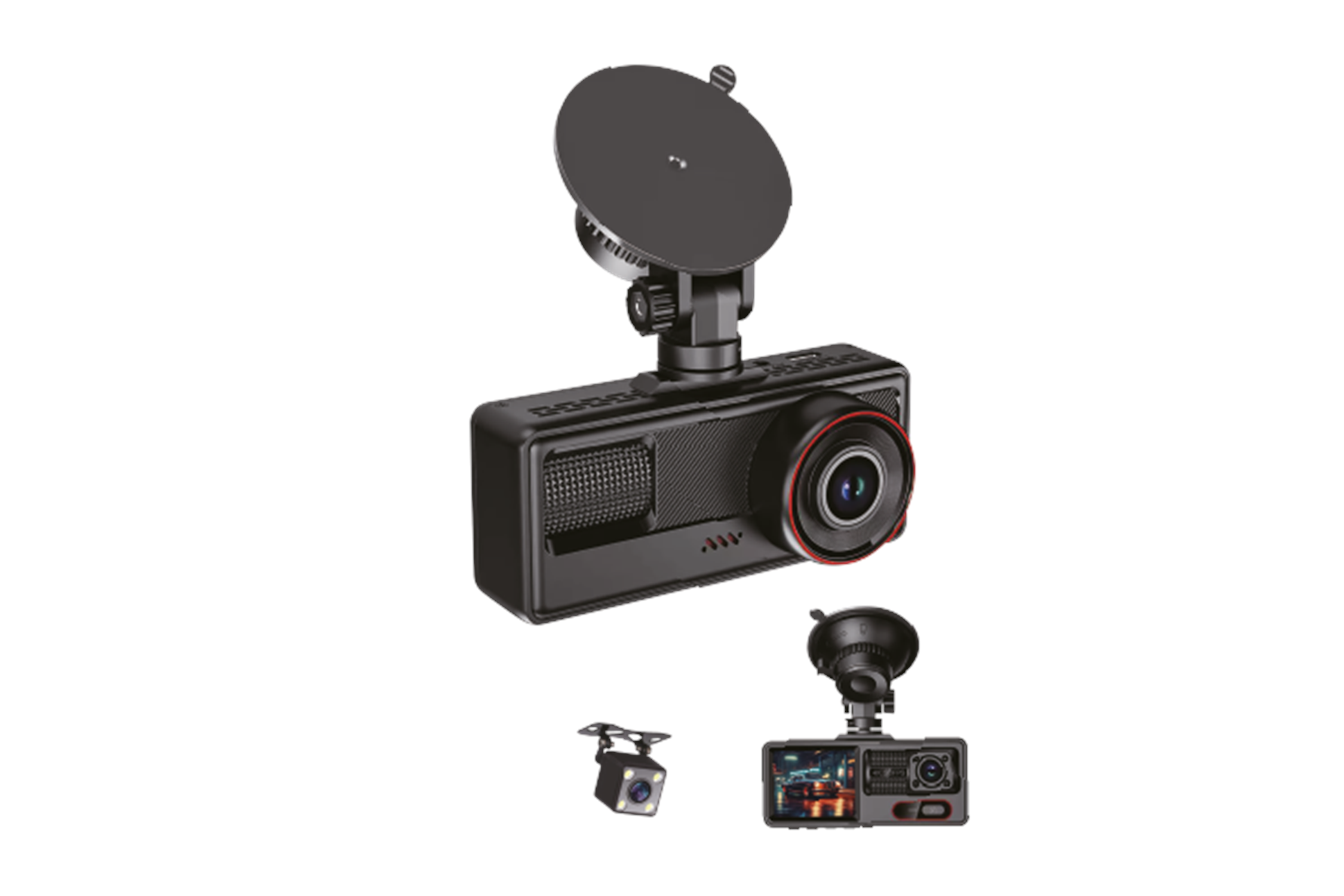 Inox X604 Full HD 3 Kameralı Wi-Fi Araç Kamerası (Dashcam) - Ön + İç + Arka, G-Sensör