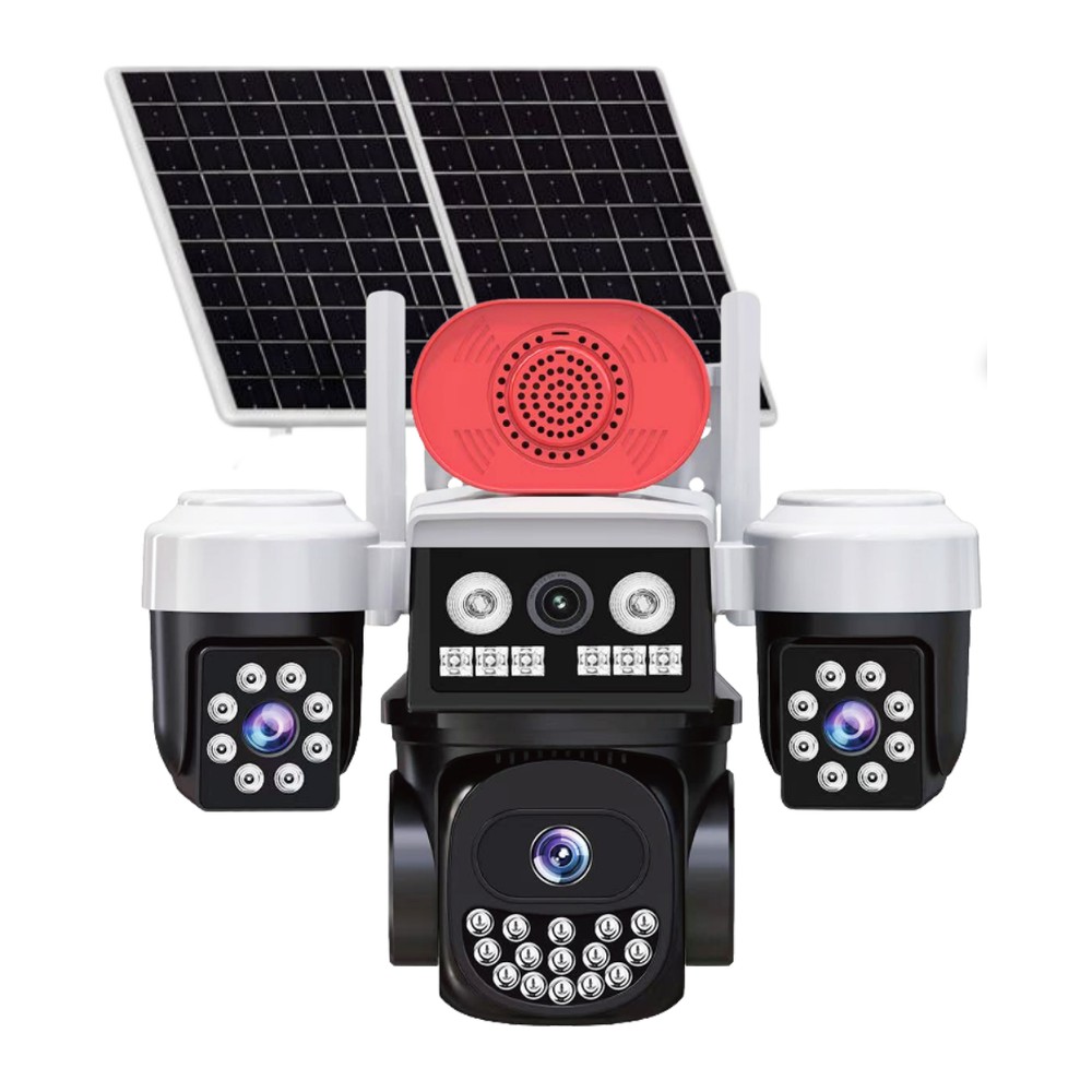 ONQAM JS-S3 3x2MP 4G Dış Mekan Güneş Enerjili PT Güvenlik Kamerası - 3 Lensli, 7/24 Kayıt (AOV)