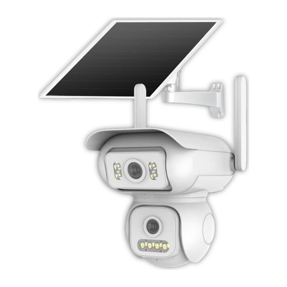 ONQAM JS-SW2 2x3MP Wi-Fi Dış Mekan Güneş Enerjili PT Güvenlik Kamerası - 2 Lensli, 7/24 Kayıt (AOV)