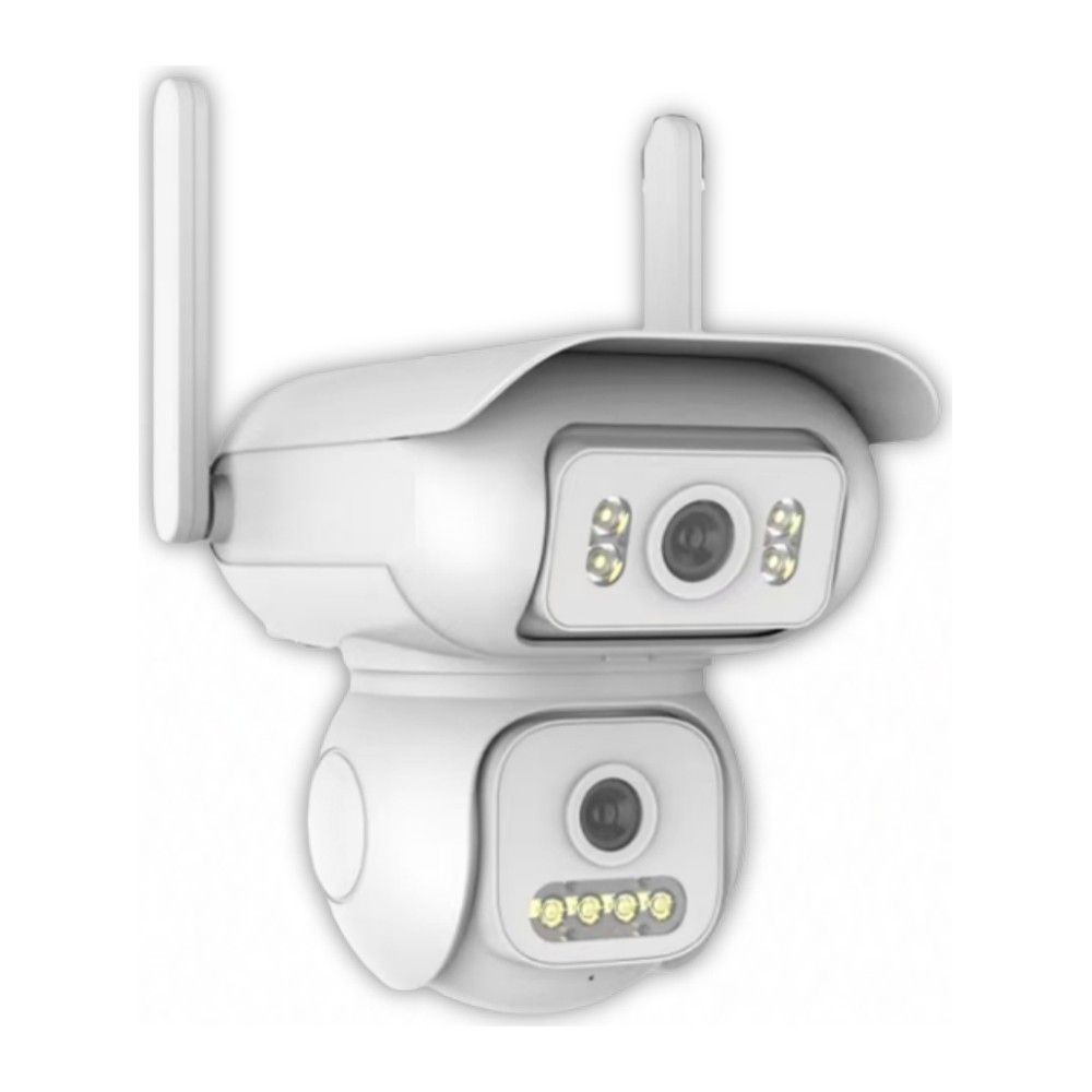 ONQAM JS-W2 2x2MP Wi-Fi Dış Mekan PT Güvenlik Kamerası - 2 Lensli, Renkli Gece Görüş