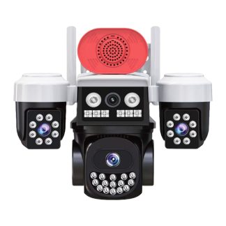 ONQAM JS-W3 3x2MP Wi-Fi Dış Mekan PT Güvenlik Kamerası - 3 Lensli, Siren Hoparlörlü