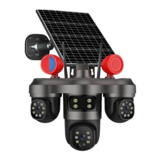 ONQAM ON-SG4326-MOTO 3x2MP 4G Dış Mekan Güneş Enerjili PTZ Güvenlik Kamerası - 3 Motorlu Hareketli Lens, Polis Çakarlı