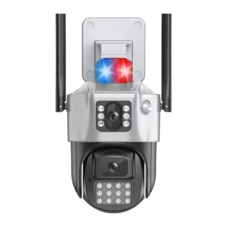 ONQAM RX-23AI 2x3MP Wi-Fi Dış Mekan PT Güvenlik Kamerası - 2 Lensli, Polis Çakarlı, ONVIF